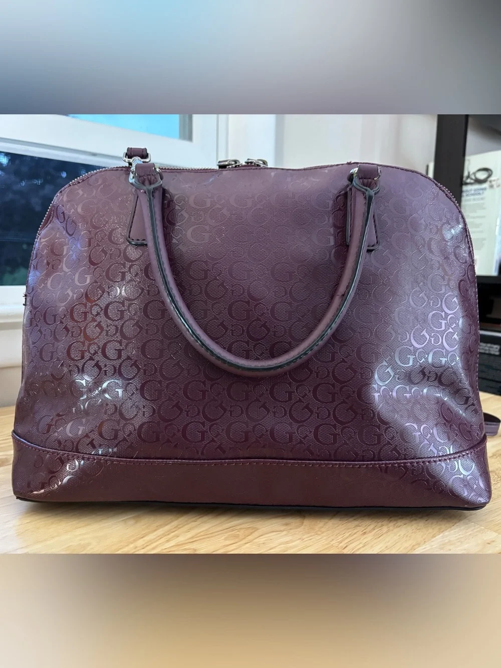 GUESS Plum Satchel with Matching Wallet